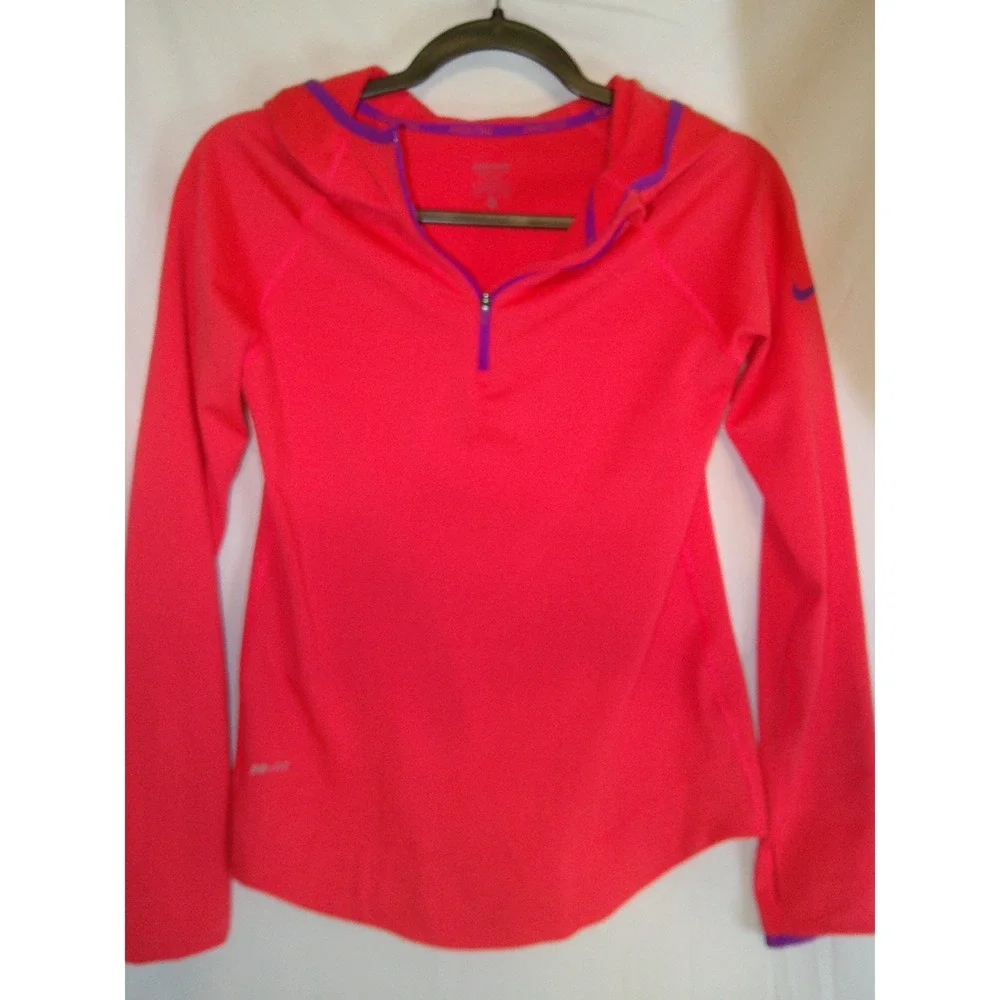 Nike Pro Kids Pullover Hoodie Top Athletic Activewear Orange‎ Purple